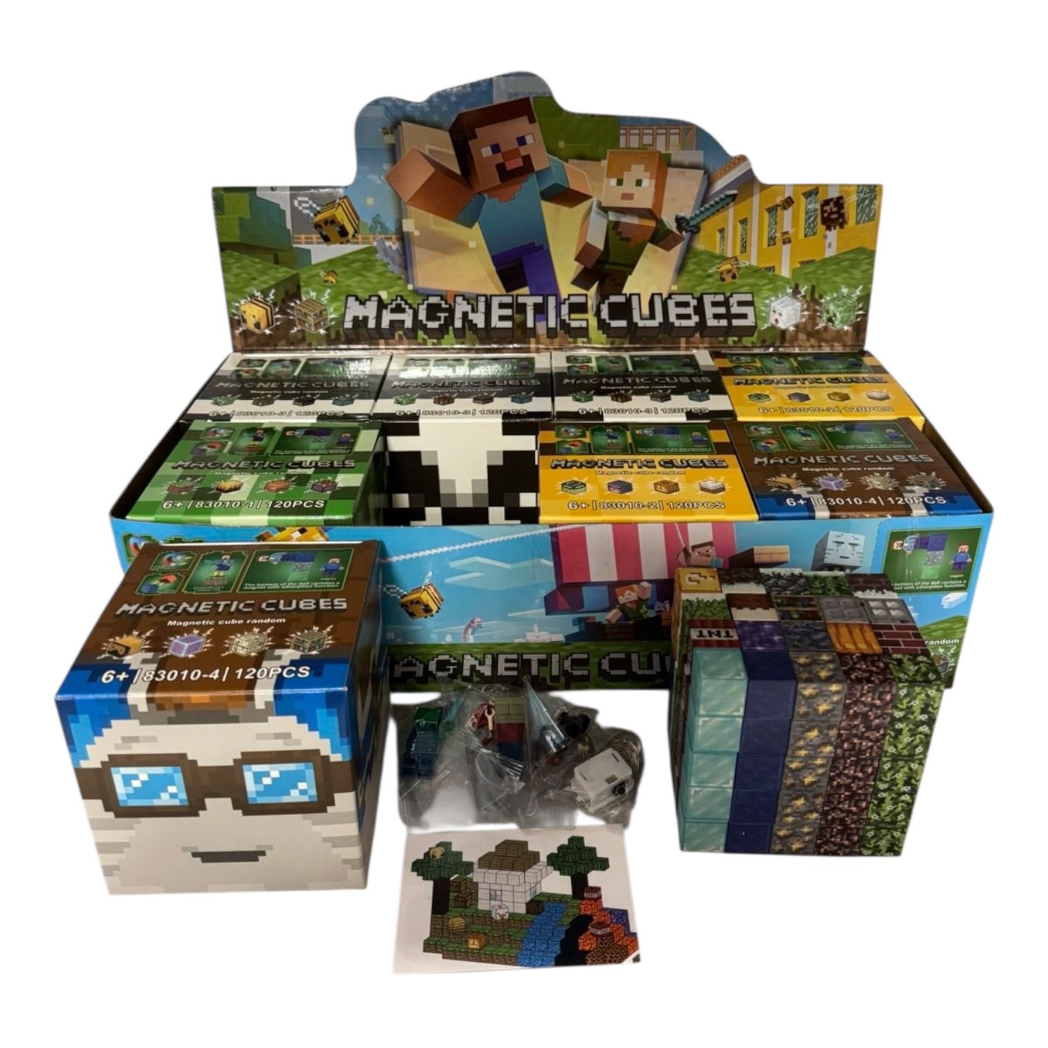 KLOCKI PUZZLE MAGNETYCZNE MINECRAFT CUBES 120 PCS. - obrazek 2