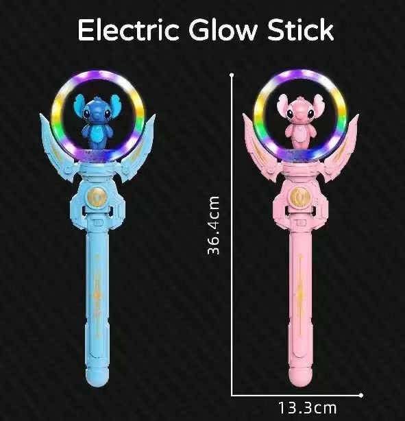 RÓŻDŻKA KPOP ŚWIECĄCY WIRUJĄCY Z FIGURKA STITCH LEDOWY.