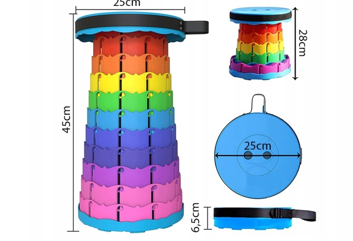 SKŁADANY STOŁEK TĘCZOWY TELESKOPOWY TURYSTYCZNY. - obrazek 3
