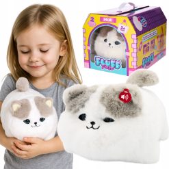 INTERAKTYWNY KOTEK PLUSZOWY KOT MASKOTKA PUDEŁKO REAGUJE NA DOTYK MRUGA