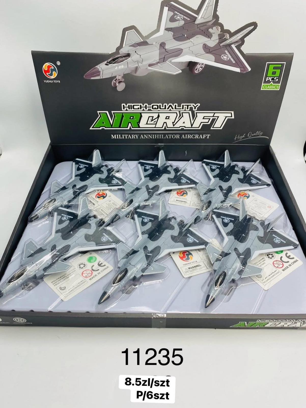 SAMOLOTU 6 SZTUK WYCOFAĆ WOJSKOWY 10CM.