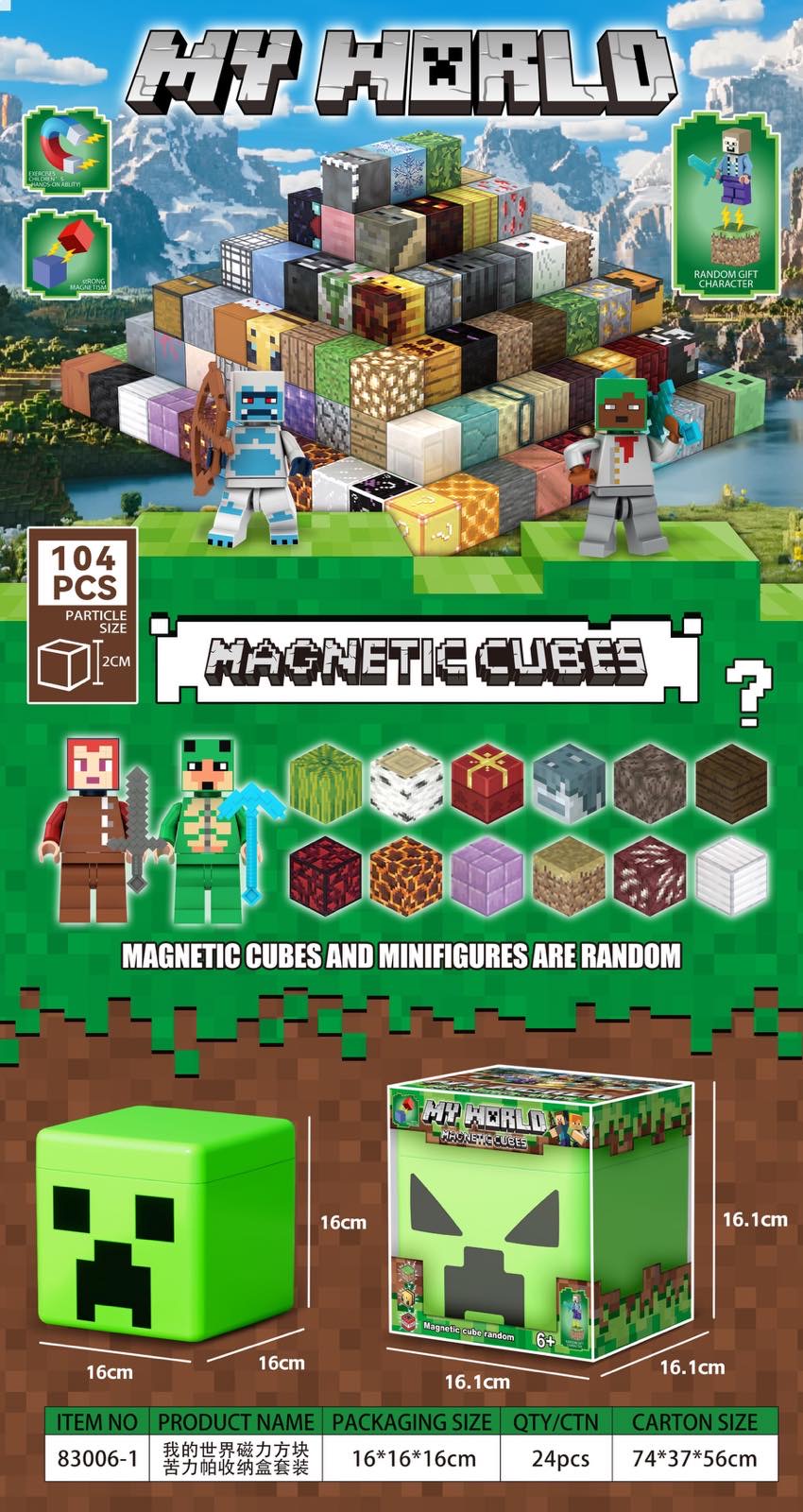 KLOCKI PUZZLE MAGNETYCZNE MY WORLD 104 PCS.