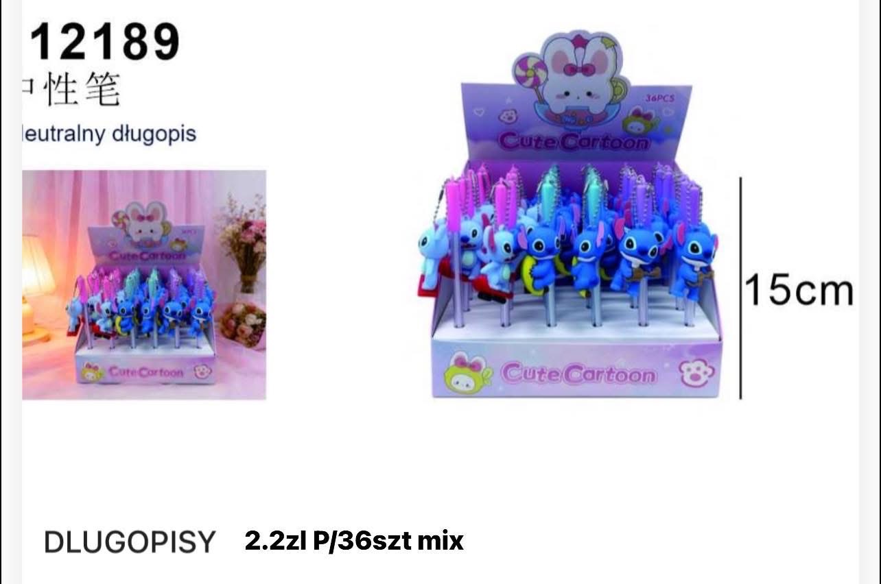 DŁUGOPISY FIGURKI STITCH.