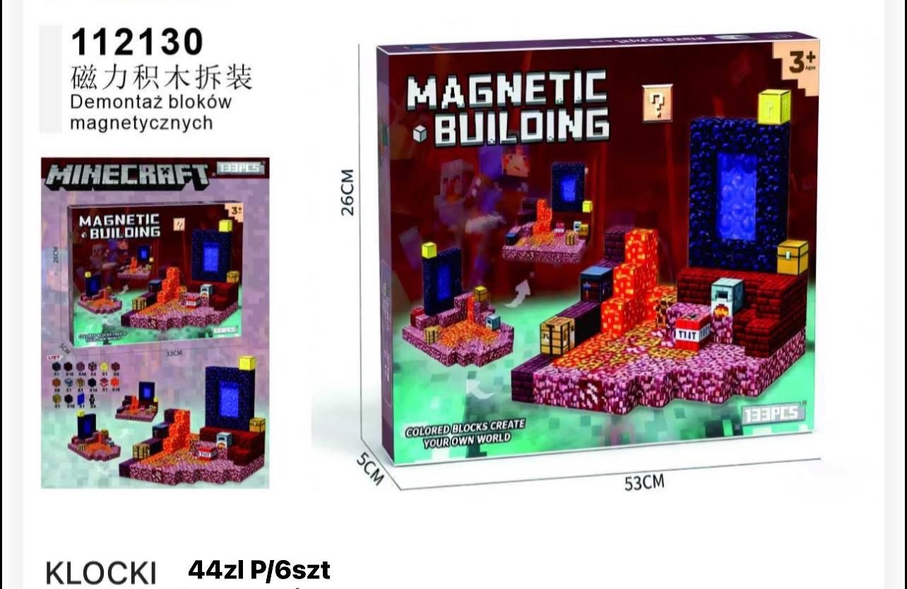 KLOCKI DEMONTAŻ BLOKÓW MAGNETYCZNYCH 133PCS.