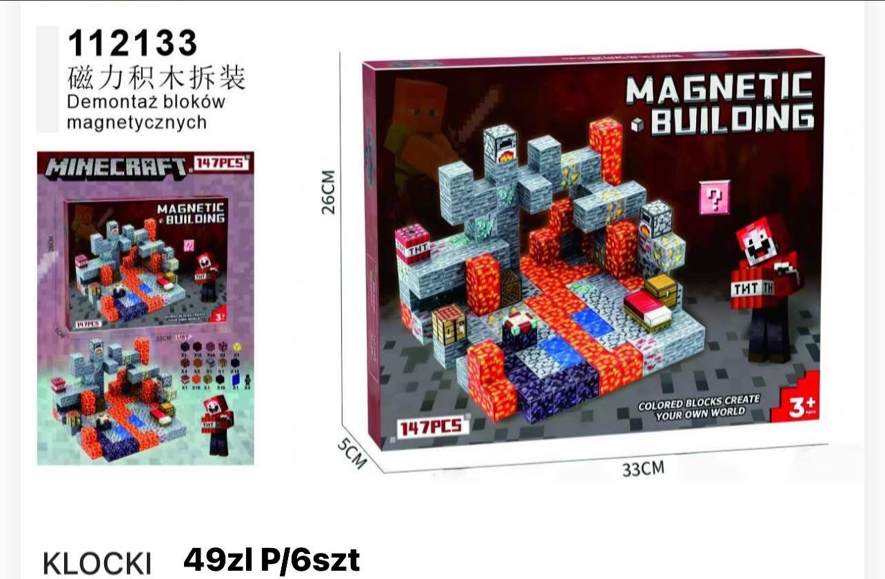 KLOCKI DEMONTAŻ BLOKÓW MAGNETYCZNYCH 147PCS.