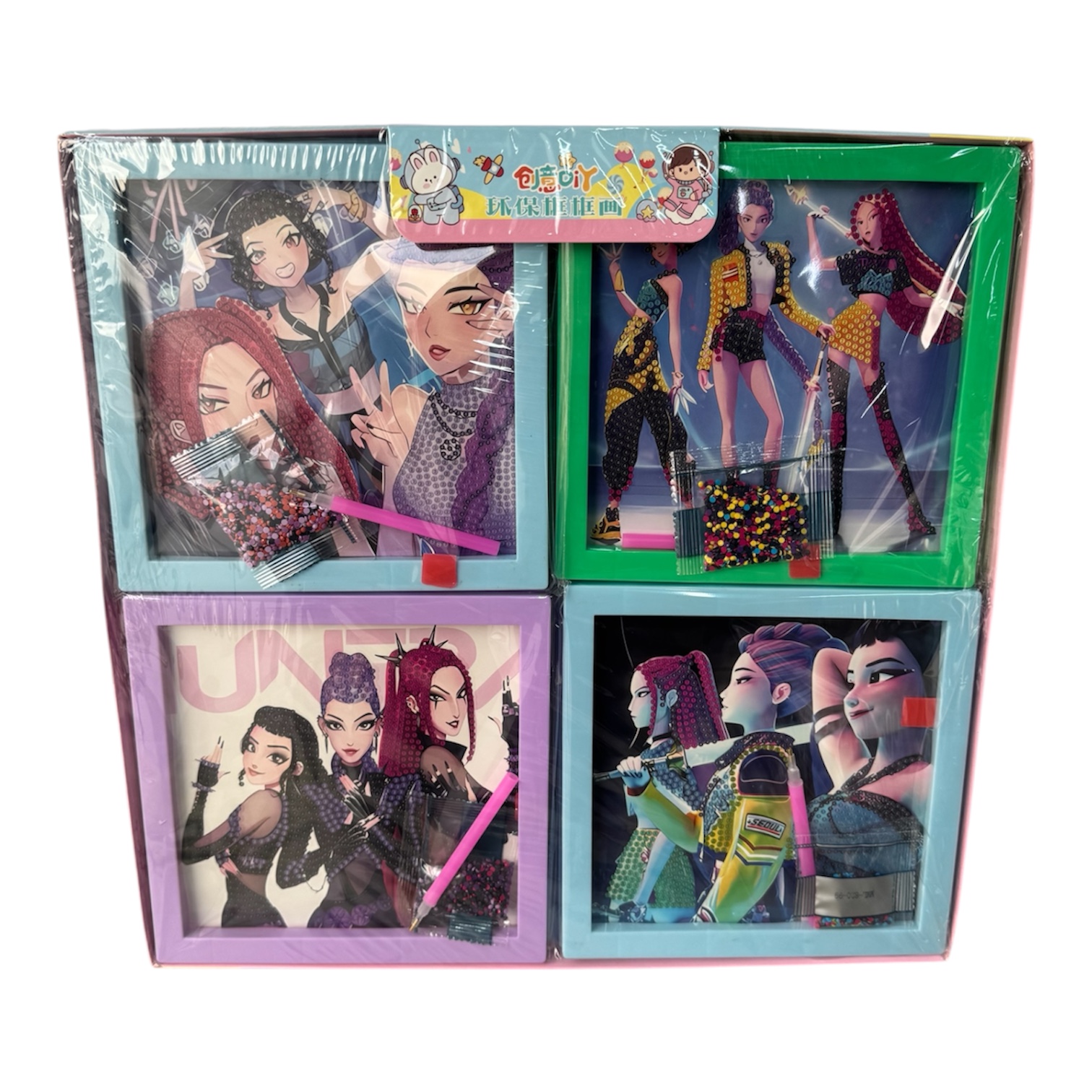 OBRAZ DIAMENTOWY 5D WYKLEJANKA K-POP DEMON HUNTERS DLA DZIECI 19X19CM.