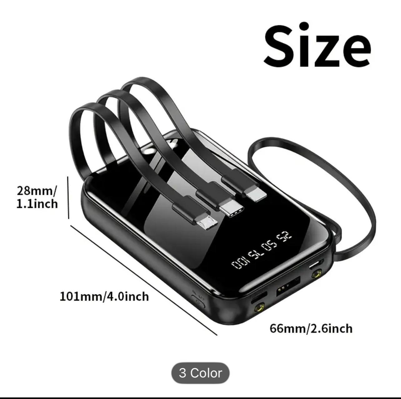 POWERBANK 20000 mAh USB + KABLE DO ŁADOWANIA USB TYP-C LIGHTNING MICRO-USB - obrazek 4