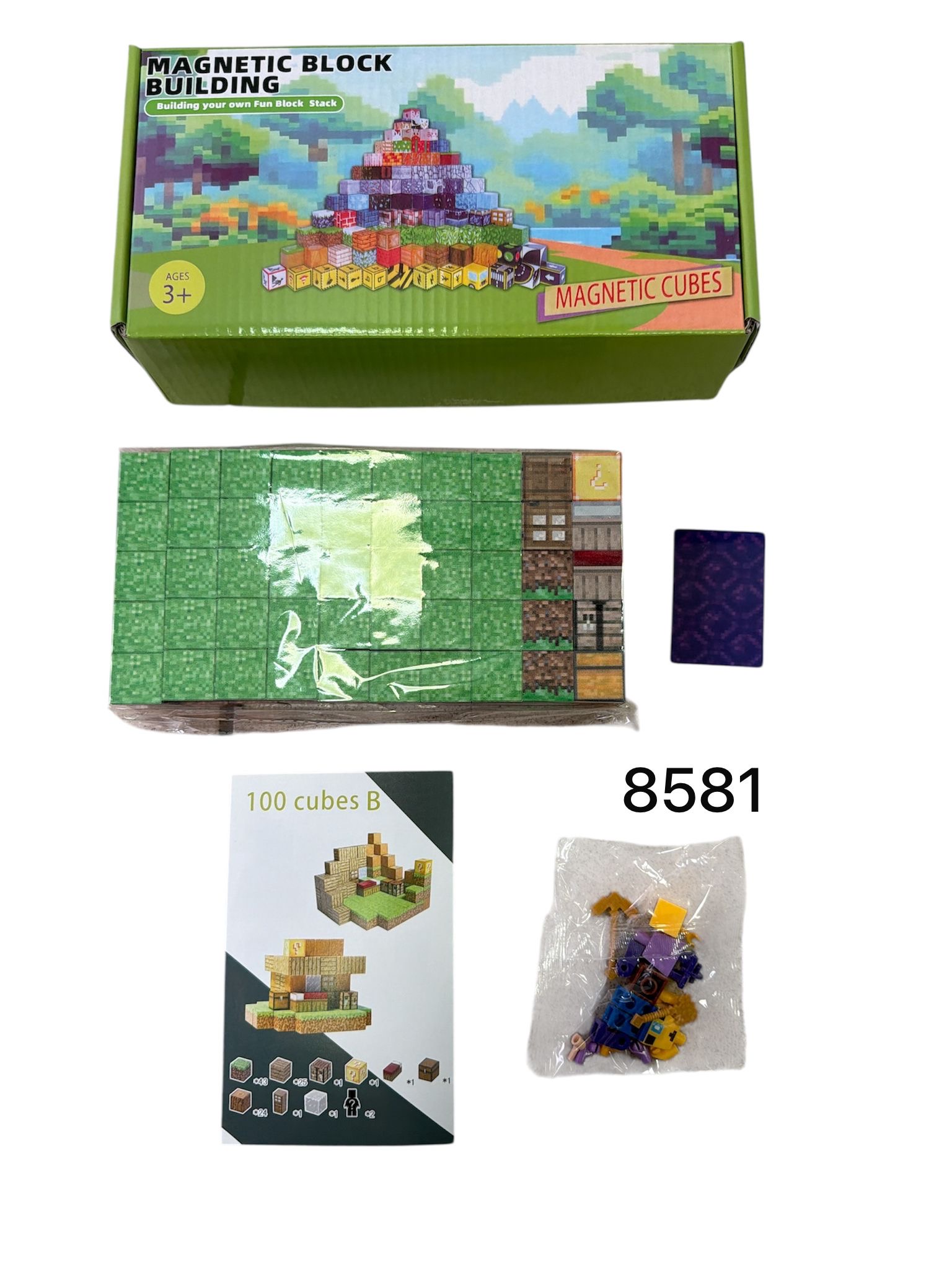 KLOCKI MAGNETYCZNE 100B ELEMENTÓW DLA DZIECKA.