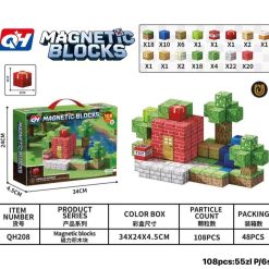 KLOCKI MAGNETYCZNE MINECRAFT 108 ELEMENTÓW.