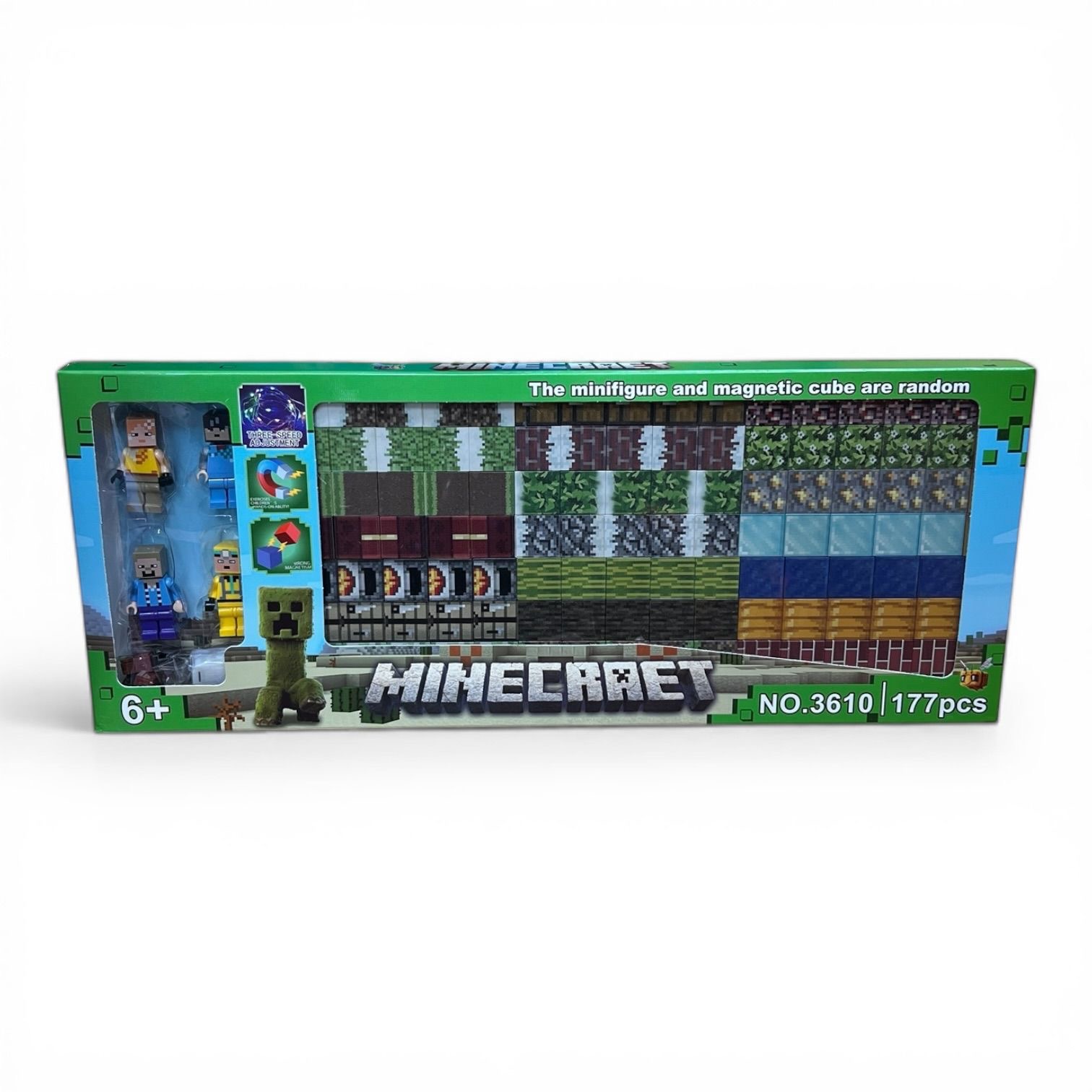 KLOCKI MAGNETYCZNE 177 EL. KONSTRUKCYJNE KWADRATOWE MINECRAFT.