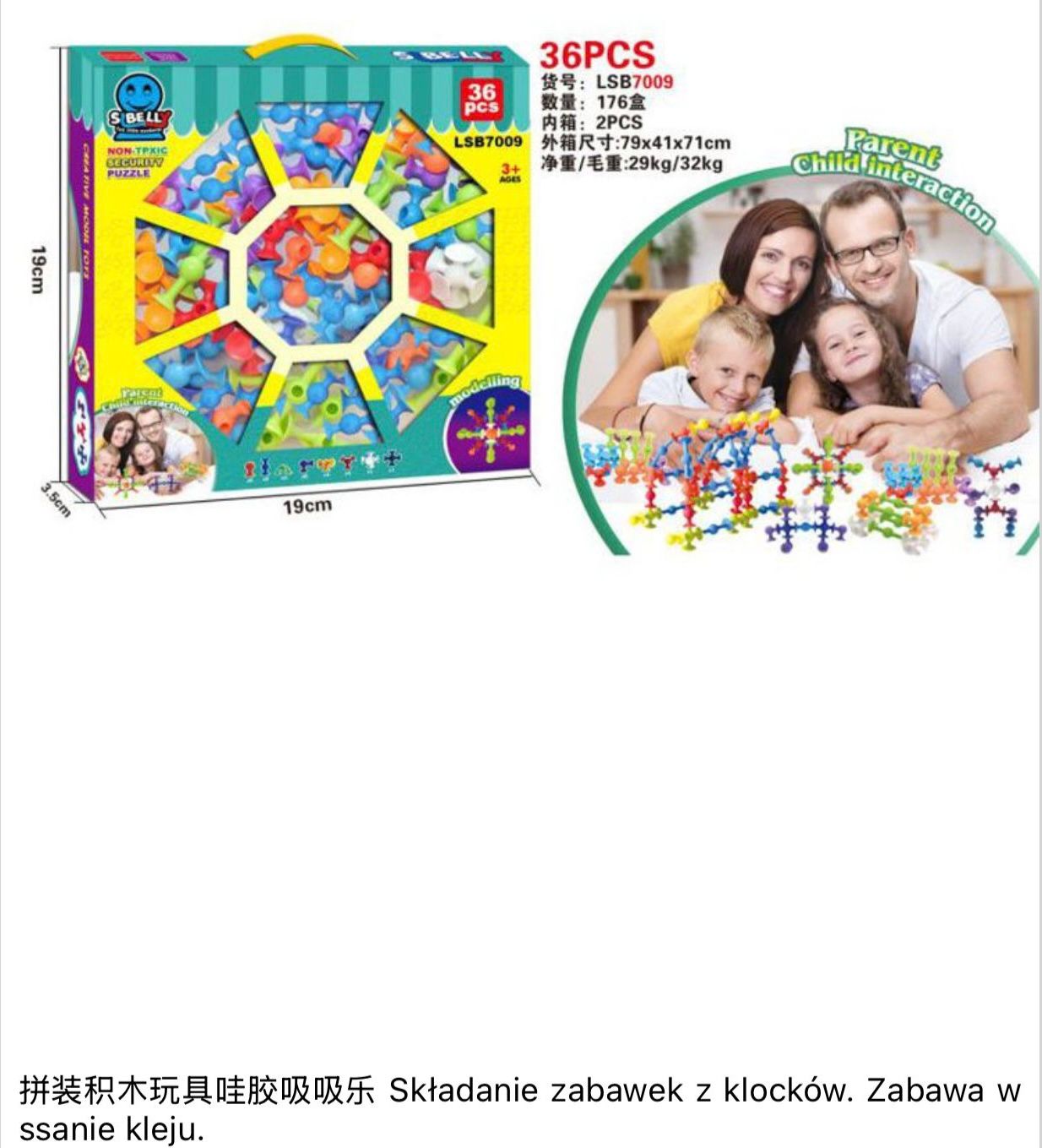 KLOCKI SKŁADANIE ZABAWEK W SSANIE KLEJU.