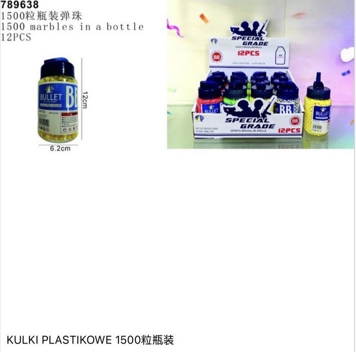 KULKI PLASTIKOWE DO PISTOLETU 1500PCS.