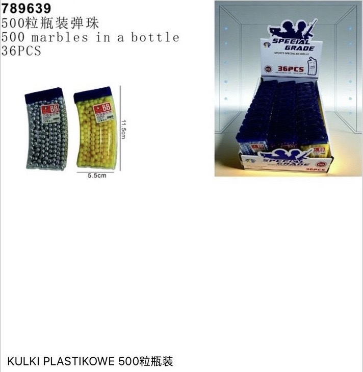 KULKI PLASTIKOWE DO PISTOLETU 500PCS.
