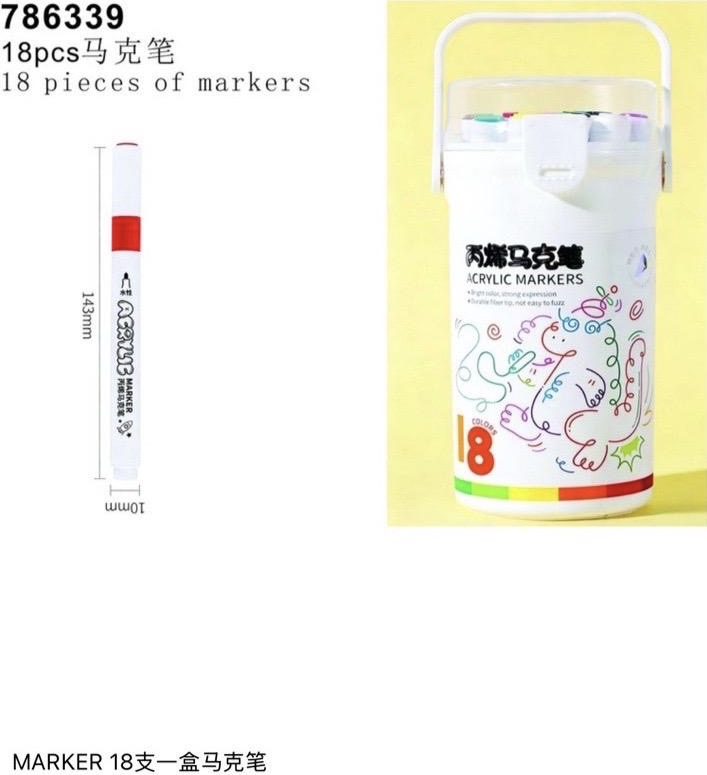 ZESTAW MARKER AKRYLOWE 18PCS COLOR.