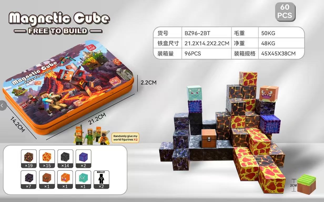 KLOCKI MAGNETYCZNE KONSTRUKCYJNE MINECRAFT 60PCS.
