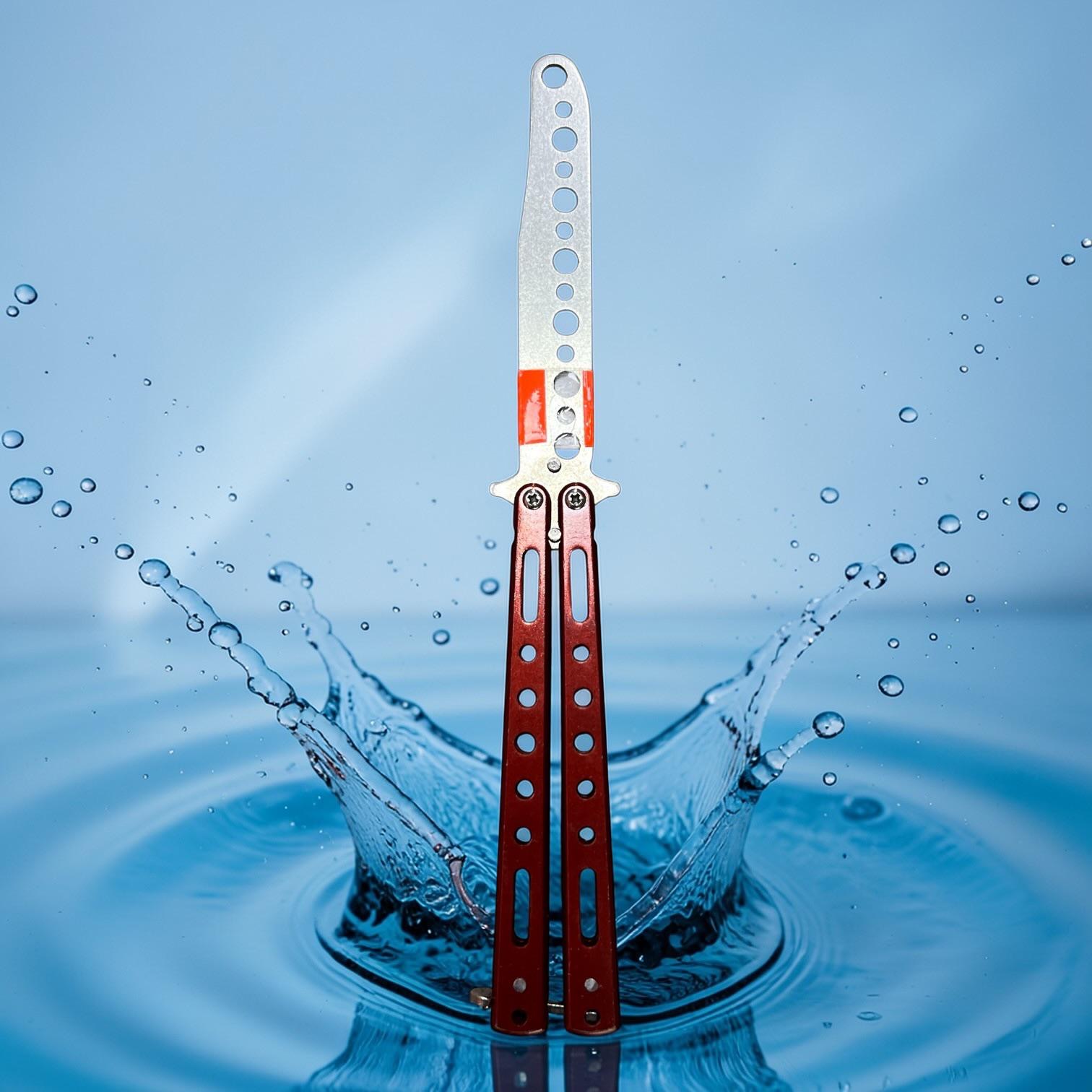 NÓŻ MOTYLKOWY TRENINGOWY SKŁADANY TĘPY DO ĆWICZEŃ BLOKADA.