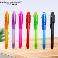 DŁUGOPISY MAGICZNY NIEWIDZIALNY Z LAMPKĄ UV.