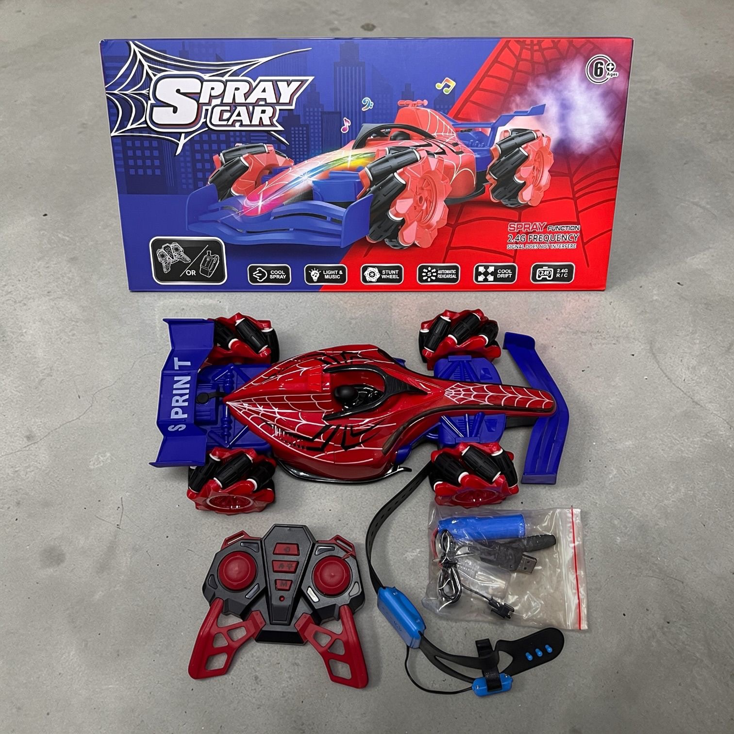 SAMOCHÓD PAJĘCZYNA ZDALNIE STEROWANY NA PILOT + OPASKA.