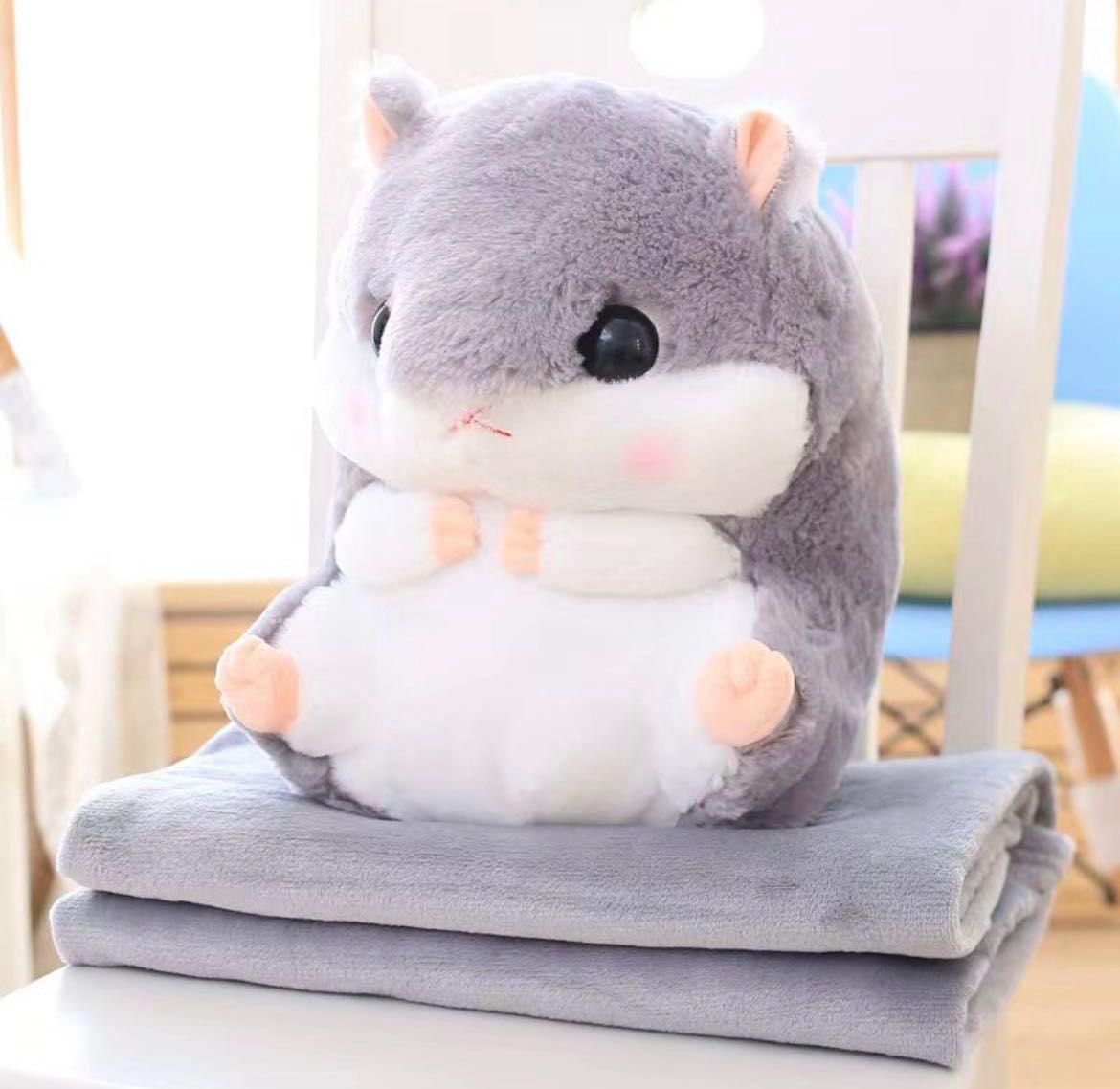 MASKOTKA CHOMIK 40CM Z KOCYKIEM 3W1.