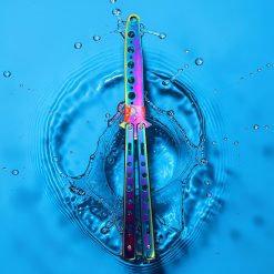 NÓŻ MOTYLKOWY TRENINGOWY SKŁADANY TĘPY DO ĆWICZEŃ BLOKADA.