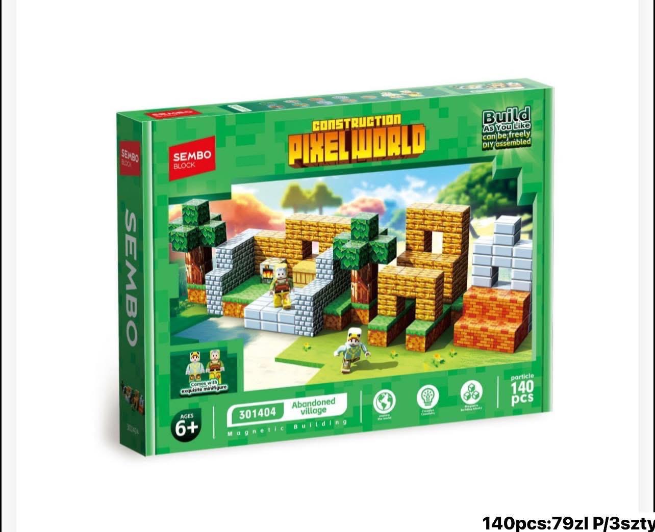 KLOCKI MAGNETYCZNE PIXEL WORLD 140 ELEMENTÓW.