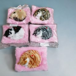 ŚPIĄCY KOTEK NA PODUSZCE JAK ŻYWY REALISTYCZNY DŻWIĘK 20CM.