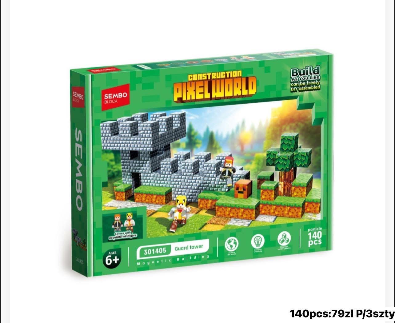 KLOCKI MAGNETYCZNE PIXEL WORLD 140 ELEMENTÓW.