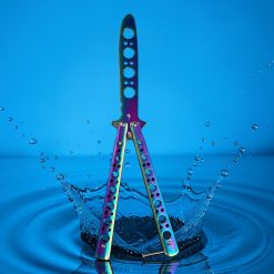 NÓŻ MOTYLKOWY TRENINGOWY SKŁADANY TĘPY DO ĆWICZEŃ BLOKADA.