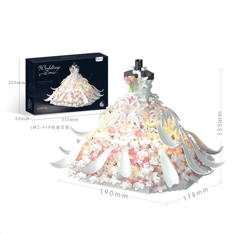 KLOCKI KONSTRUKCYJNE SUKIENKA ŚLUBNIA 3D WEDDING 418 EL. - obrazek 2