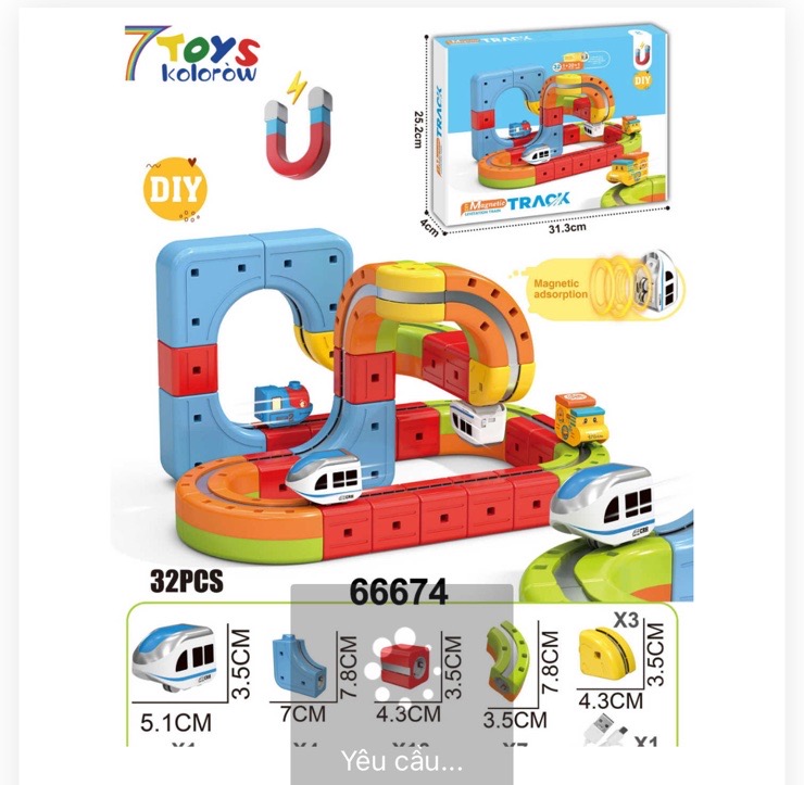TOR ELEKTRYCZNY KOLEJKA KLOCKI MAGNETYCZNE POCIĄG ANTYGRAWITACYJNY 32 EL.