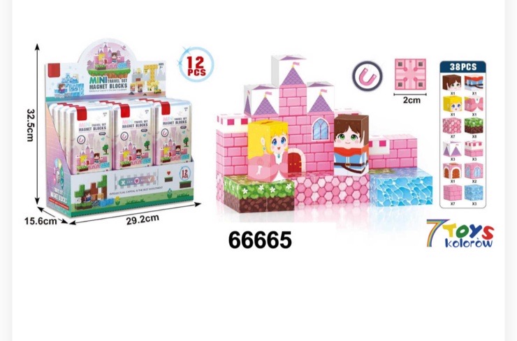 KLOCKI MINI MAGNETYCZNE EDUKACYJNE 38 ELEMENTÓW.