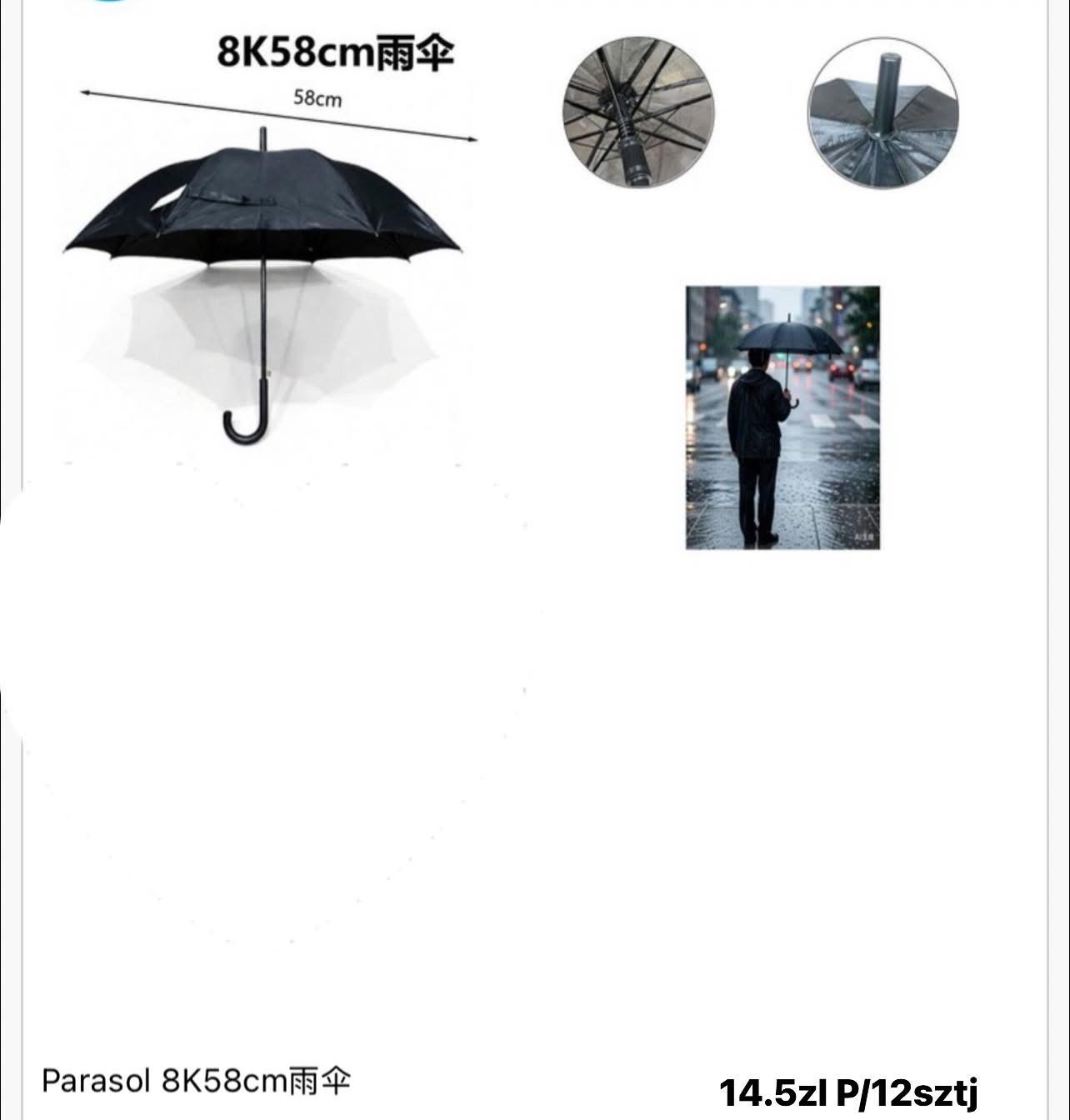 PARASOLKI DŁUGIE BEZ POKROWCA 58CM.