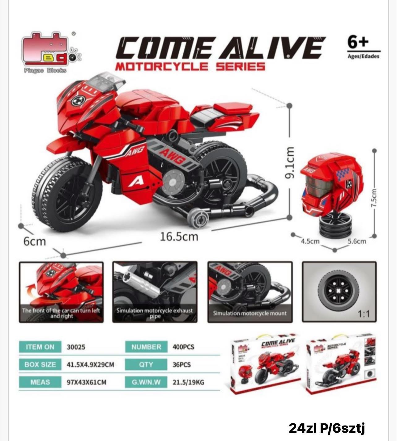 KLOCKI KONSTRUKCYJNE MOTOCYKL ZESTAW 400 PCS.