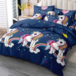 KOMPLET POŚCIELI 5D ''MILANO'' JEDNOROŻCEM 4 CZĘŚCIOWY 160/200 CM.