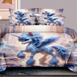 KOMPLET POŚCIELI 5D ''MILANO'' JEDNOROŻCEM 4 CZĘŚCIOWY 160/200 CM.