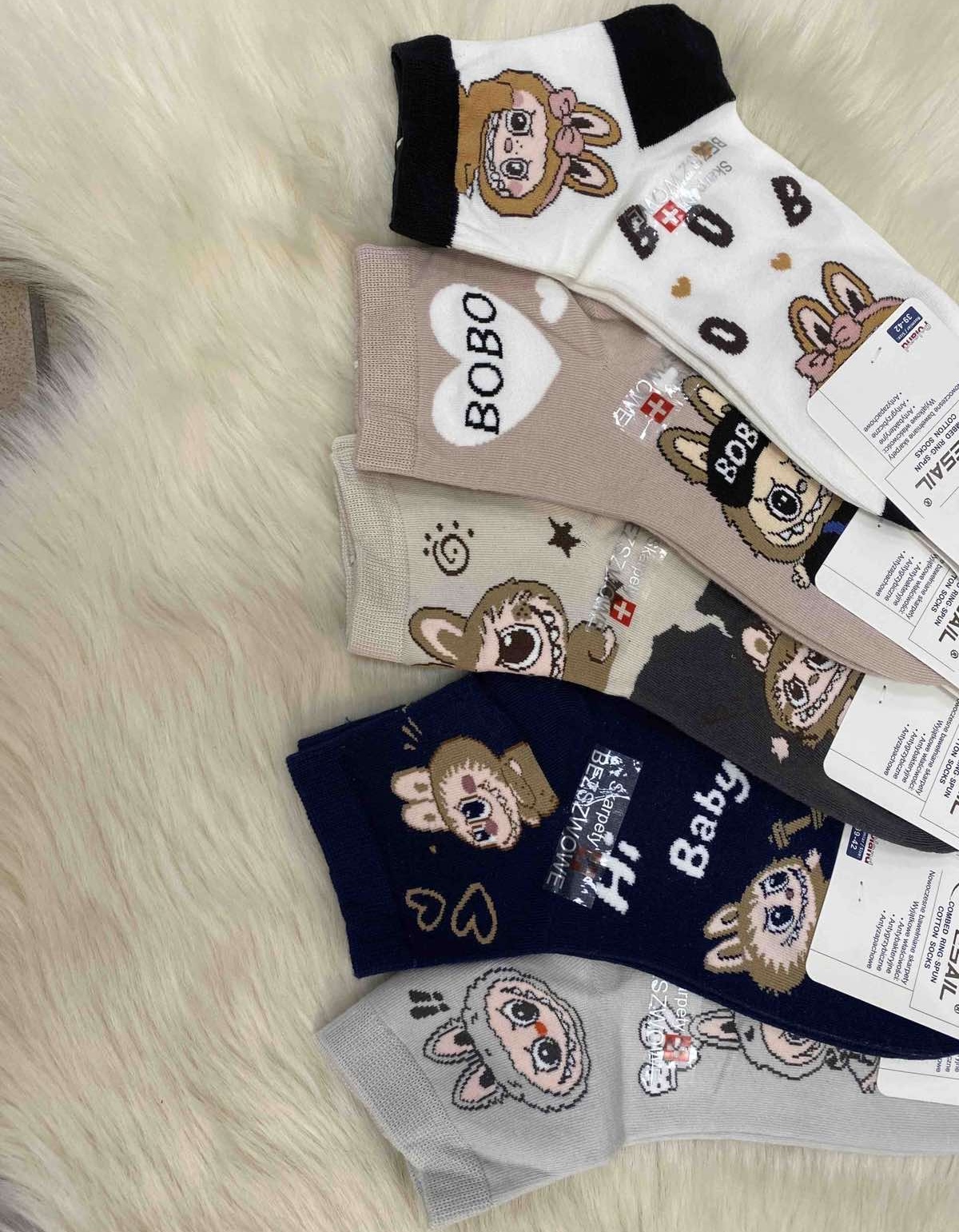 SKARPETY MŁODZIEŻOWE CUTE LABUBU DAMSKIE ROZM.39-42 BAWEŁNIANE.