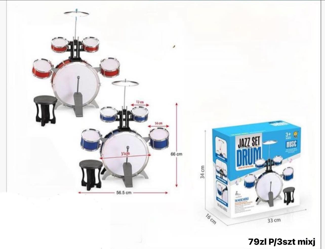 ZESTAW PERKUSYJNY JAZZ SET DRUM DLA DZIECI.