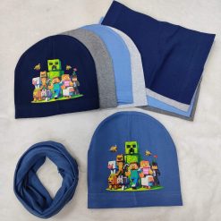 KOMPLET CZAPKA KOMIN NA WIOSENNA MINECRAFT DLA DZIECI.