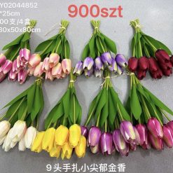 TULIPANY SILIKONOWE BUKIET JAK ŻYWE GUMOWE 25CM.