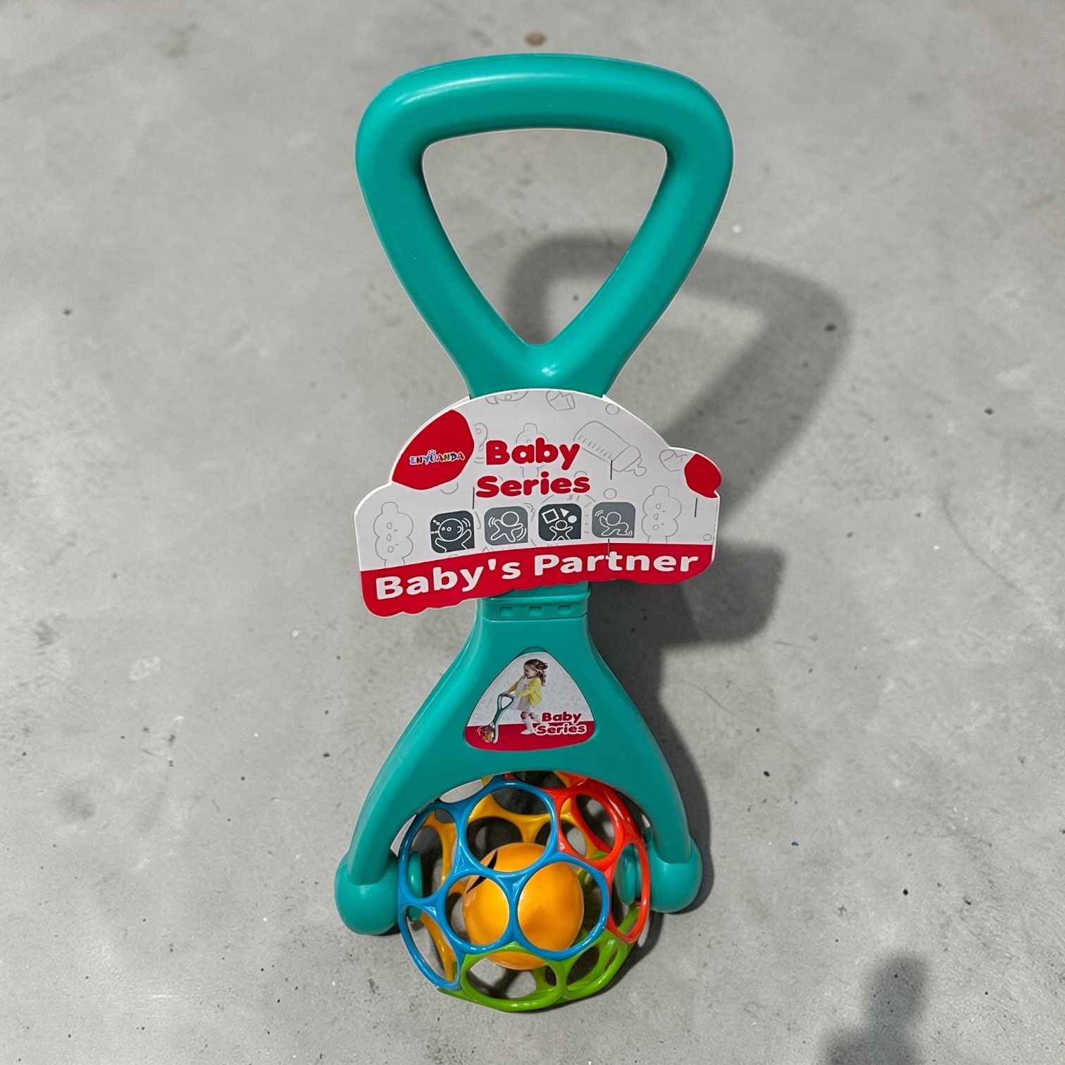 PCHACZ Z ELASTYCZNA PIŁKA GRZECHOCZĄCA KULKA TURKUS. 42CM.