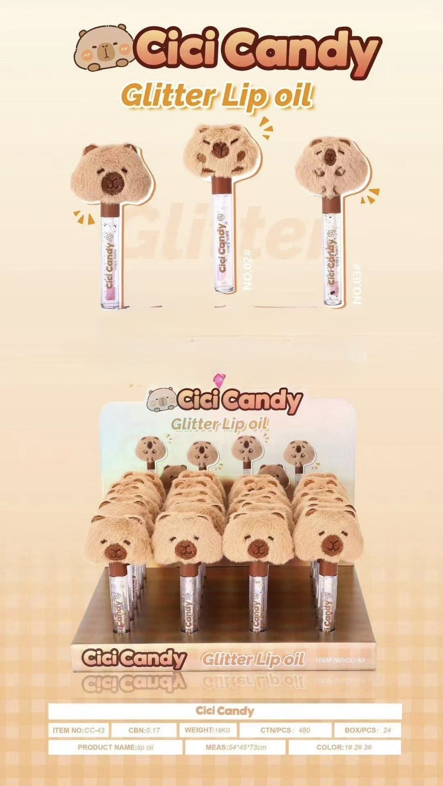 LIP GLOSS BŁYSZCZYK DO UST CUTE KAPIBARA.