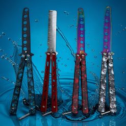 NÓŻ MOTYLKOWY TRENINGOWY SKŁADANY TĘPY DO ĆWICZEŃ BLOKADA.