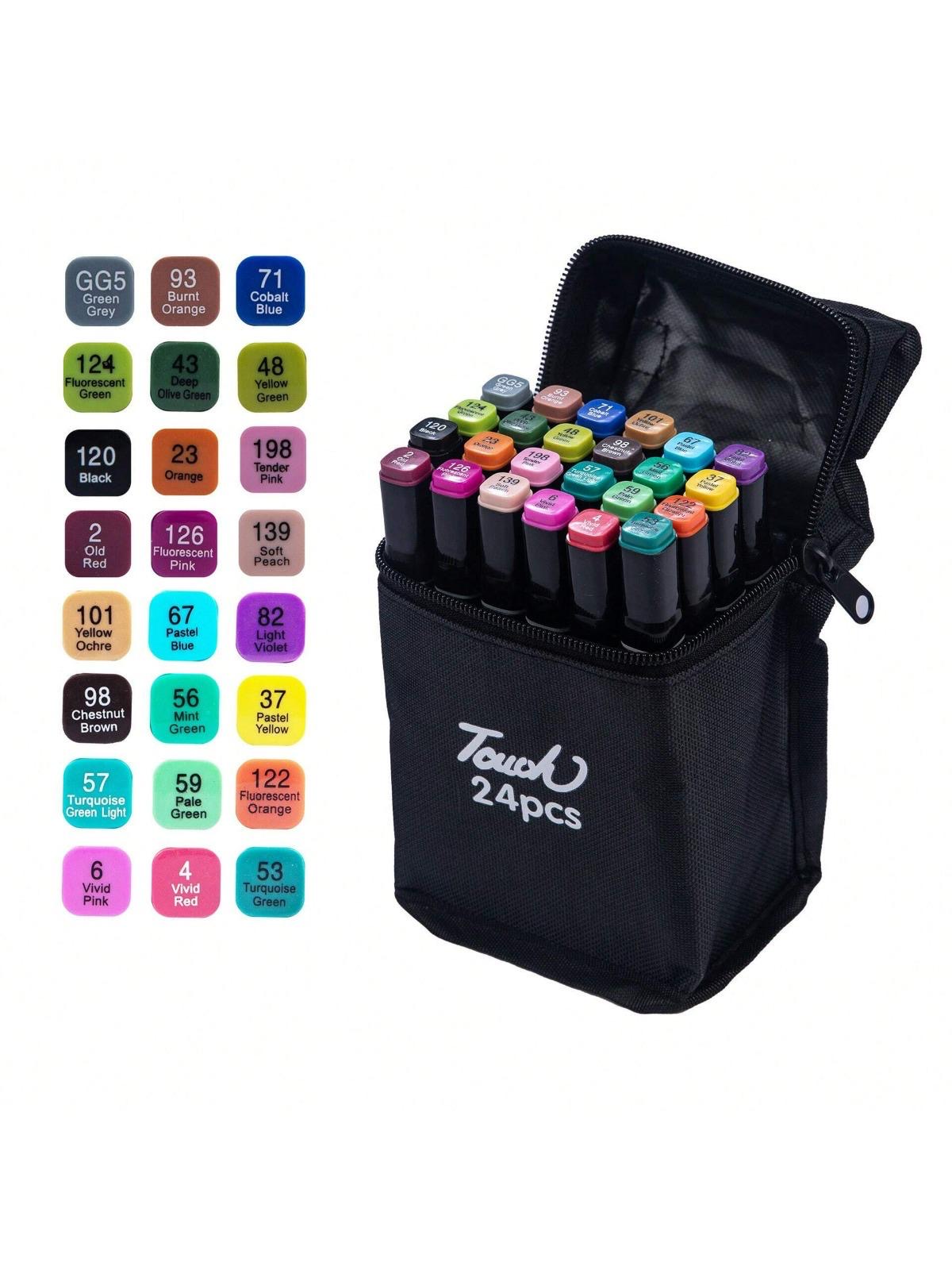 MARKERY DWUSTRONNE ALKOHOLOWE W ETUI ZESTAW 24 SZTUKI.