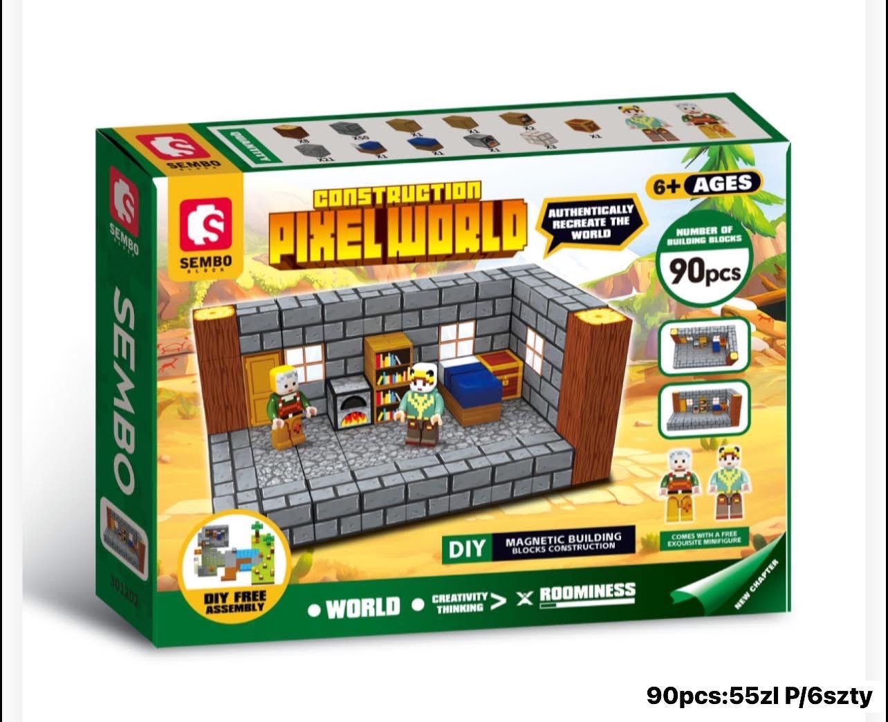 KLOCKI MAGNETYCZNE PIXEL WORLD 90 ELEMENTÓW.
