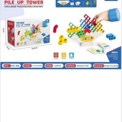 GRA EDUKACYJNA UKŁADANKA TETRIS TOWER DLA DZIECI WIEŻA 48 KLOCKÓW.