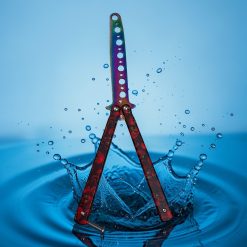 NÓŻ MOTYLKOWY TRENINGOWY SKŁADANY TĘPY DO ĆWICZEŃ BLOKADA.