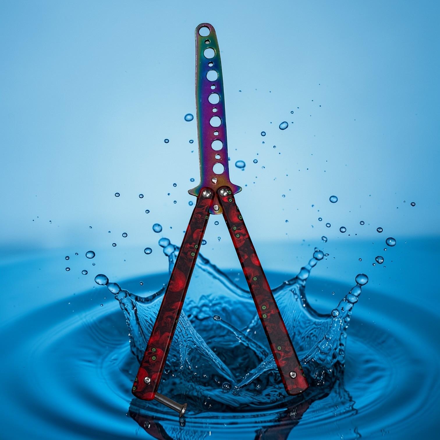 NÓŻ MOTYLKOWY TRENINGOWY SKŁADANY TĘPY DO ĆWICZEŃ BLOKADA.