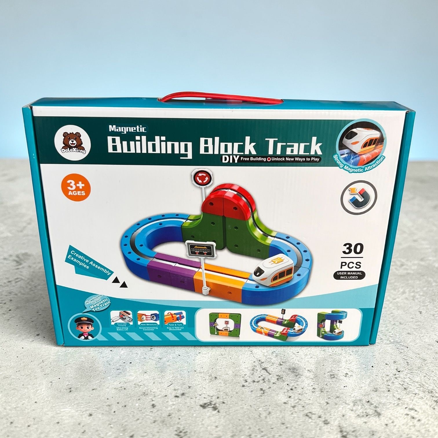 TOR ELEKTRYCZNY KOLEJKA KLOCKI MAGNETYCZNE POCIĄG ANTYGRAWITACYJNY 30 EL.