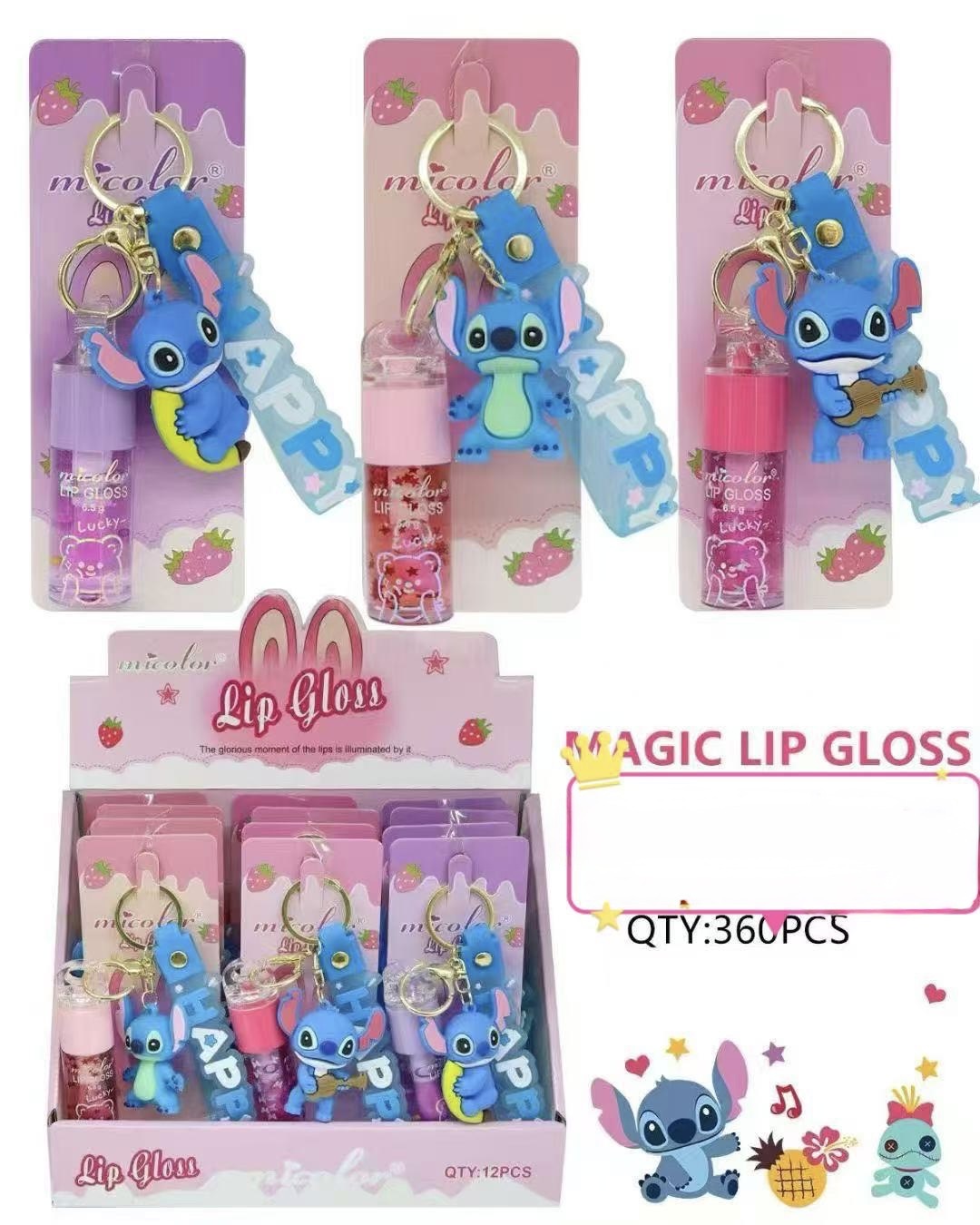 LIP GLOSS BŁYSZCZYK DO UST BRELOK STITCH.