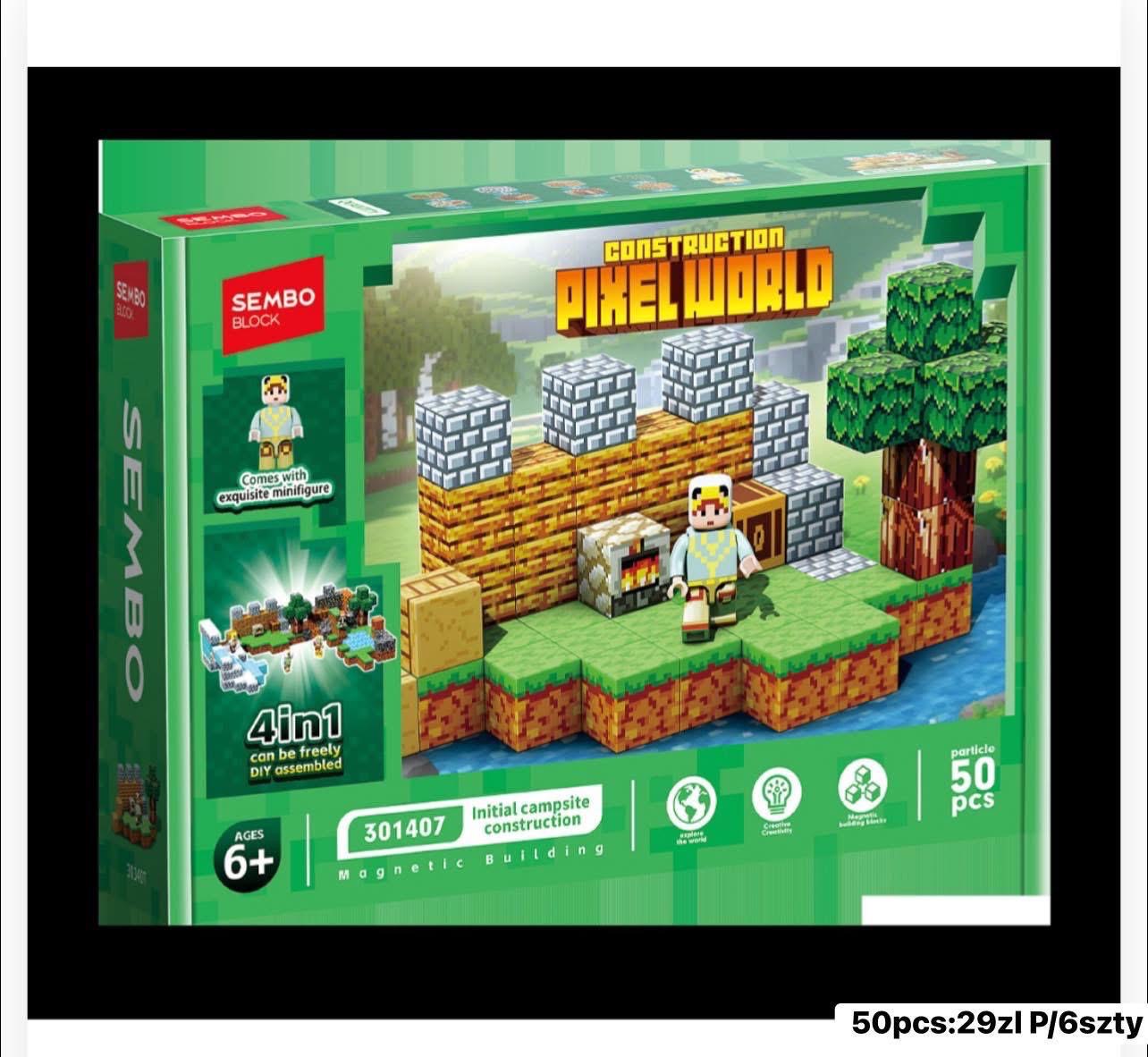 KLOCKI MAGNETYCZNE PIXEL WORLD 50 ELEMENTÓW.